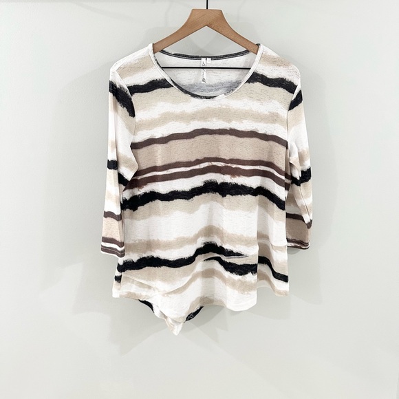 Lulu-B Abstract Stripe Dye Print Tunic Tan Brown Size Medium - Picture 1 of 5